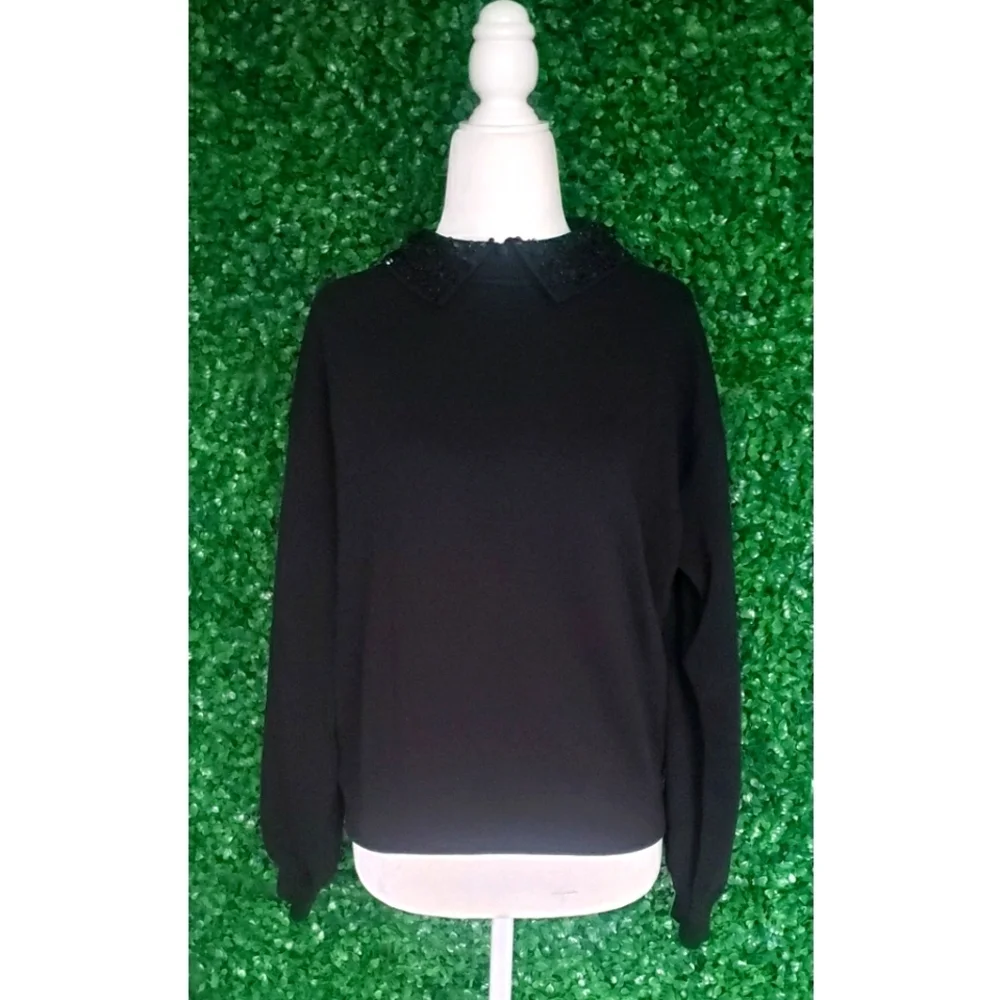 J.Crew Crewneck sweatshirt with crystal-embellished collar